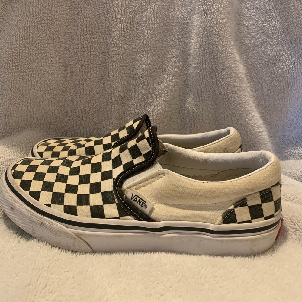 Kids Size 3 Slip On Used Checkered Vans